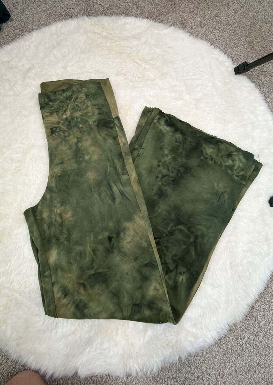 Earthbound Trading Co. Olive Green Tie Dye flare leggings